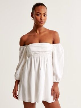 Abercrombie Emerson Off The Shoulder Linen Blend Mini Dress